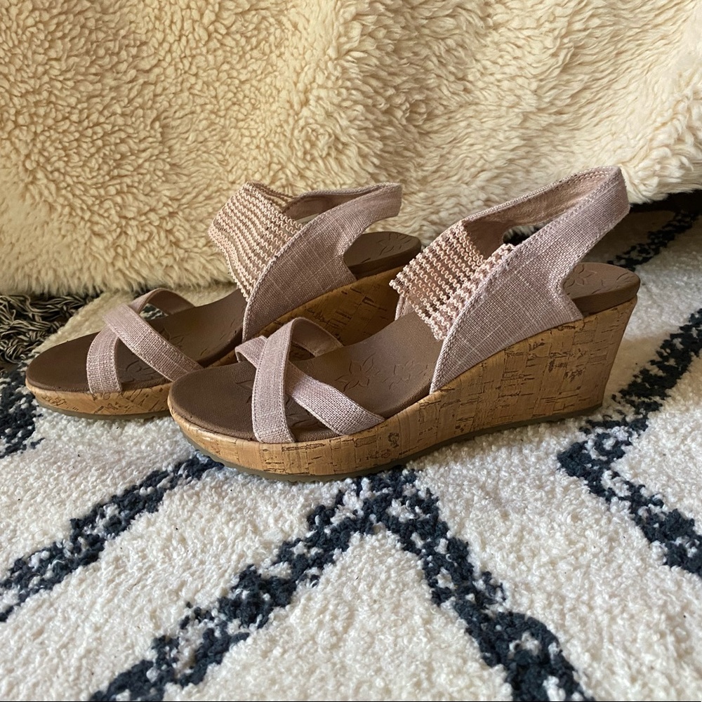 Skechers Luxe Foam Pink Wedges